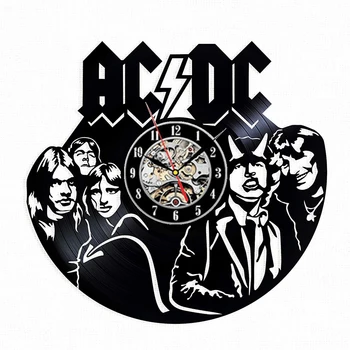 AC DC Vinilo Įrašas Sieninis Laikrodis Modernaus Dizaino, Muzikos, Roko Grupė 