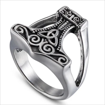 Žiedai, Papuošalai Viking Thor ' s Hammer Žiedas Šiaurės europos Vyrų Moterų Titano Plieno Žiedas Viking Retro Papuošalai