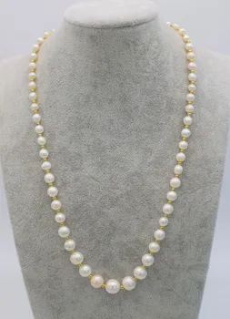 Gėlavandenių perlų balta netoli raundas 5-11mm karoliai 22inch FPPJ didmeninė karoliukai pobūdis
