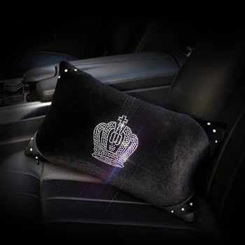 Crystal Crown Pliušinis Automobilio Sėdynės Interjero Aksesuarų Vairas Apima Pagalvėlės Kaklo Rankinis Stabdis Pavarų Perjungimo Dangtis