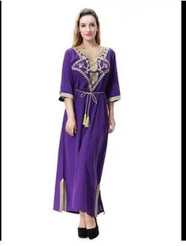 1pcs/daug Moterų Islamo Drabužių Maxi pusė Rankovių Suknelė moterų siuvinėti ilgai atsitiktinis musulmonų suknelė su varčias