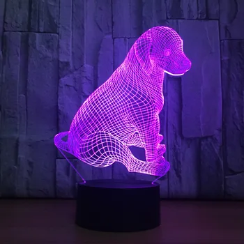 Mielas Labradoro Šuo Žibintas 3D Naktį Šviesos Vaikai Žaislų LED 3D Touch Stalo Lempa 7 Spalvų Mirksinčios LED Šviesos Kalėdinė Dekoracija