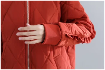 Didelis dydis medvilnė paminkštinimas paltai moterims žiemos topcoat deimanto gardelės vidutinio ilgio užtrauktuku išorinės dėvėti šiltas medvilnės Manteau