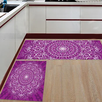 Virtuvės Kilimėlis Anti-slip Violetinė Modelis Mandala Retro Spausdinti Kilimų Słomianka Prieškambario Vonios Kilimėlis Kambarį