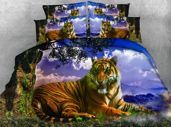 3pcs tigrai / liūtas lova nustatyti 3d gyvūnų patalynės komplektas queen size blue galaxy white tiger drobulė nustatyti, super king size patalynės komplektai