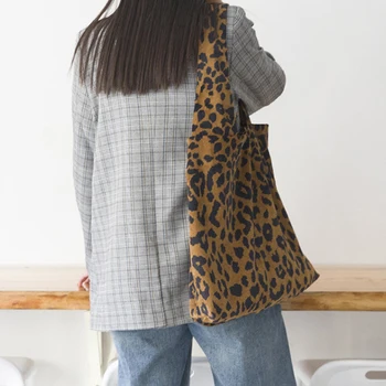 Moterų Pirkinių Krepšys, Leopardas Spausdinimui Audinio Maišelis Ponios Peties Atsitiktinis Nešti Pirkinių Krepšys Didelės Talpos Rankinės Entire