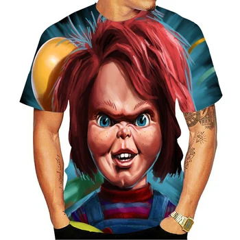Nauji vyriški Siaubo, T-marškinėliai, Mados Naujų Vasaros vyriški trumpomis Rankovėmis T-shirt Atsitiktinis 3D Zombie Spausdinti Roko marškinėlius Retro Trumpas Rankovės