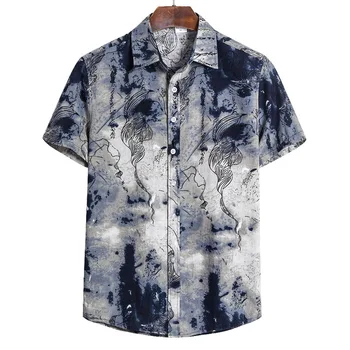 2020 Vyrų Marškinėliai trumpomis Rankovėmis Atspausdintas Atsitiktinis Palaidinė Havajų Marškinėliai Vyrų Trumpą Vasaros Geometrinis Plius Dydis Marškinėliai 5XL