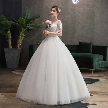 Vestuvinė Suknelė 2021 Naujas Elegantiškas Pusė Rankovės Nėrinių Kamuolys Suknelė Princesė Prabangių Nėrinių Vestuvių Suknelės, Plius Dydis