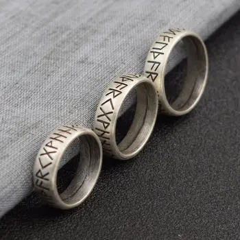 Viking Rune Žiedas su Vyresnio Futhark Skandinavų Runos Žiedas Skandinavijos Papuošalai SanLan