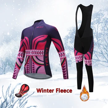 Moterų Šiltas Žiemą Dviračiais Nustatyti 2021 Šilumos Vilnos Kelių Dviračių Džersis Sporto Drabužiai Moterų Kostiumas Dviračių Drabužių MTB Suknelė Vienodas
