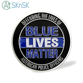1Set/daug Mėlynos Gyvena Klausimas Iššūkis Monetos+Patch Ginti Gyvena Amerikos Policijos Pareigūnai Atminties Herojai Dovana