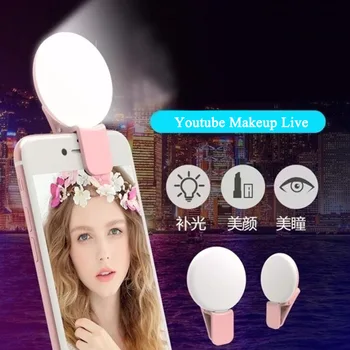Mini LED Selfie Žiedas Šviesos 3 Rūšių Tamsos Fotografijos Live Stream 3200-5600k Didinti Lempos 
