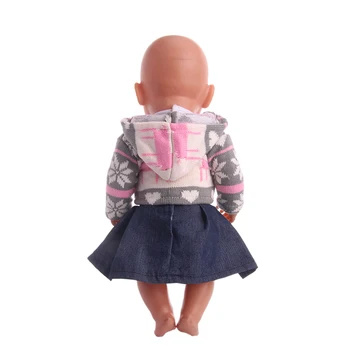 Elnias Modelio Megztinis Tiktų=Sijonas+Kailis+T-shirt Tinka 18 Colių Amerikos&43 CM Kūdikių Lėlės Drabužių Priedai,Mergina Žaislai,Kartos