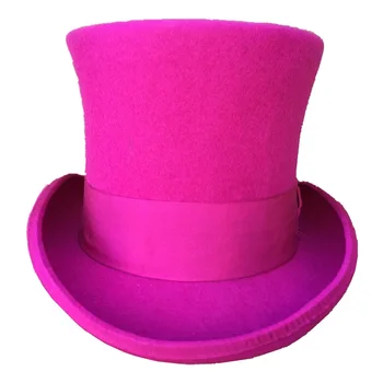 Rose PINK Moterų Top Hat Viktorijos Cilindrų Skrybėlę Kaminas Puodą Steampunk Mad Hatter Skrybėlę Toppper
