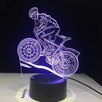 Dviračių Racer 3D LED Nakties Šviesos su 7 Spalvų Šviesos Namų Puošybai Lempa, Draugų, Vaikų, Biuro Šviesos AW-824