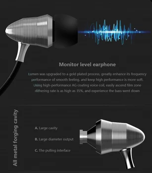 Metalo ausų stebėti ausines FG001 extra bass ausinių su laisvų rankų mikrofonas xiaomi 