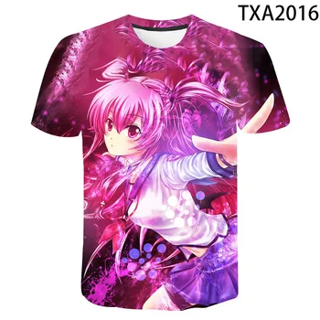 Vasaros Anime Angel Beats T-shirt Vyrų, Moterų, Vaikų Kietas Berniukų, Mergaičių 3D Spausdinimo T-shirt Mados Atsitiktinis marškinėliai Topai