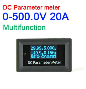 OLED 12-in-1 500v DC 20A wattmeter Galios Matuoklis, Elektros Parametras Įtampa Srovės Laiko, Energijos Pajėgumų Temperatūros Testeris