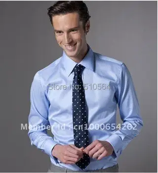 Pagal užsakymą pagaminti vyrų Medvilnės šviesiai mėlynos spalvos marškinėliai Verslo vyrų shirt Slim Tinka jūsų kūno gerai