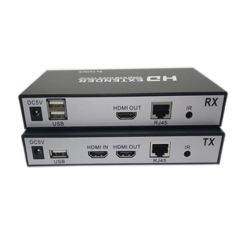 HDMI KVM Extender 200M USB, HDMI IR KVM Extender pagal CAT5e/6 paramą TCP/IP Palaikymas vienas taškas-daug režimą ir kaskados prisijungti