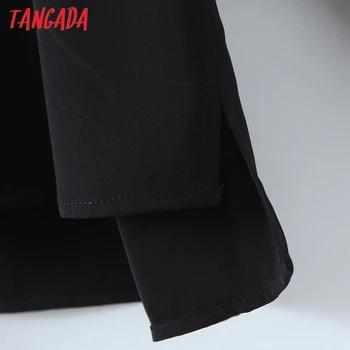 Tangada Moterų Pagrindinis Juodos spalvos Marškinėliai ilgomis Rankovėmis Kieto V Kaklo Elegantiškas Biuras Ponios Darbo Drabužiai Palaidinės SSL522