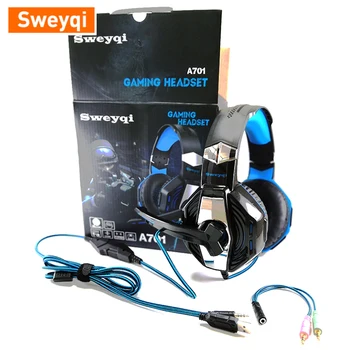 Sweyqi A701/A702 Žaidimų Ausinių PC/PS4/XBOX Stereo Ausinės su Mikrofonu LED šviesos triukšmo atšaukiu/ airpods/forma RU