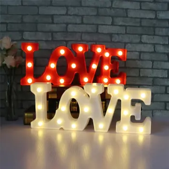 Romantiška 3D MEILĖS LED Laišką Pasirašyti Naktį Šviesos Marquee Šilta Šviesa Stalo Lempa žibintų pagrindiniai kištukiniai naktinių lempų lizdai, Vestuvių Dekoras Mėgėjams Dovanos