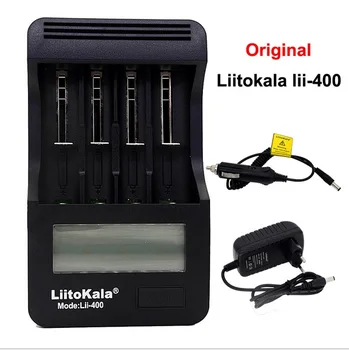 LiitoKala lii-400 LCD), 3,7 V/1.2 V AA/AAA 18650/26650/16340/14500/10440/18500 Baterijų Kroviklis su ekranu+12V2A adapte+output 5V 1A