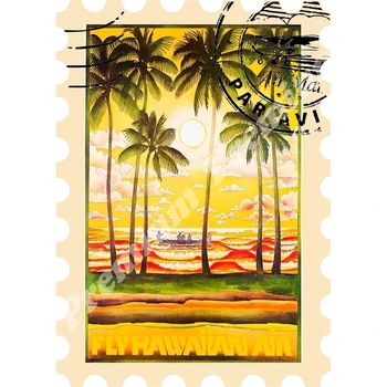 Havajai suvenyrų magnetas derliaus turizmo plakatas