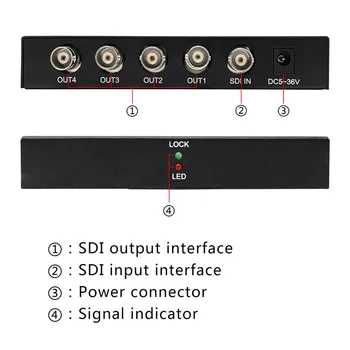 Wiistar SDI Splitter 1x4 Video Converter 1-4 iš SDI Extender Konverteris 1x4 palaiko 3G/SD/HD-SDI 1080P Vaizdo Monitorius