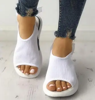 Mados Moterų Sandalai 2019 Kvėpuojantis Minkštas Komfortas Pirkinių Ponios Vaikščiojimo Batai Vasaros Platforma Akių Basutės, Dydis 40