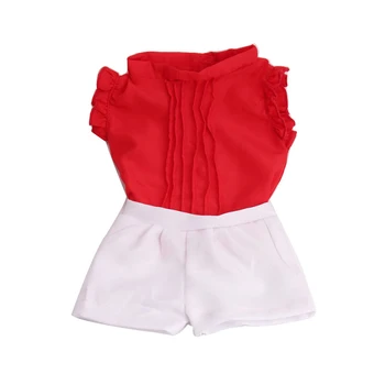 Lėlės drabužiai tiktų raudonos spalvos drabužius + balti šortai žaislas tinka priedai 18 colių Mergina lėlės ir 43 cm baby doll c211
