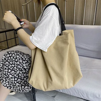 Atsitiktinis drobės didelės talpos nešti moterų pečių krepšiai, dizainerio rankinės lady shopper bag moteriška didelė rankinė harajuku krepšys