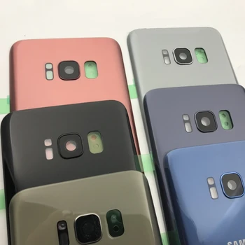 Samsung Galaxy S8 S8PLUS G950 G955 Atgal Korpusas Baterijos Dangtelis Galinių Durų Stiklas + Tape Fotoaparato Lęšis S8 S8+