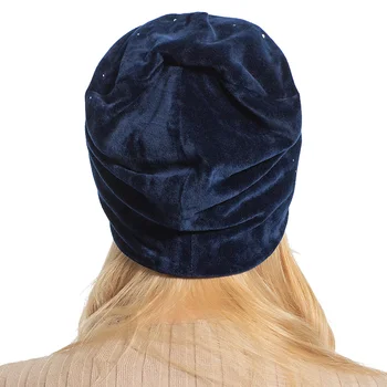 AETRUE Prekės Megzti Beanie Skrybėlių Moterų Žiemos Skrybėlės Moterims, Moteriška variklio Dangtis, kalnų krištolas Aksomo Gril Ponios Skullies Beanies Bžūp Skrybėlę