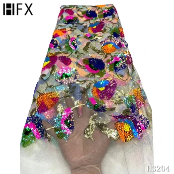 HFX 2020 Karšto Mados afrikos Išsiuvinėti Blizgučiai Akių Nėrinių audinio Aukščiausios kokybės Siuvimo Medžiagos Vestuvės Dress H3204