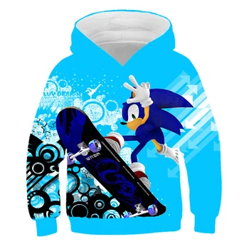 3D spausdinimo Sonic the Hedgehog kūdikių Hoodies Vaikams Super Sonic berniukai Palaidinukė Harajuku Streetwear Vaikams, Cartoon hoodies