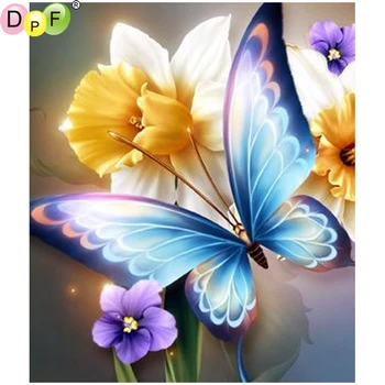 DPF Gėlės ir drugeliai namų dekoro diamond siuvinėjimo diamond tapybos kryželiu amatų rankdarbiams diamond mozaikos aikštėje
