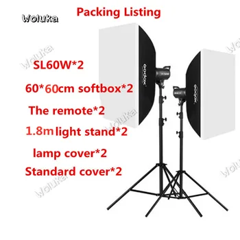 2x Godox SL-60W 60Ws 5600K Studija, VADOVAUJAMA Nuolat Nuotraukų, Vaizdo, Šviesos, + 2x 1,8 m Šviesos Stovas + 2x60cm Softbox LED Šviesos Rinkinys CD50T03Y