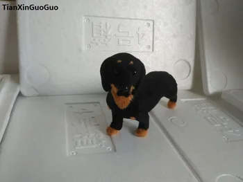 Modeliavimo juoda takso šuo sunku modelį, plastinė ir kailiai, nuolatinis šuo 22x12cm prop,namų puošybai žaislą dovanų s1831