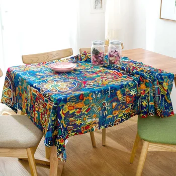 Spalvinga Pietryčių Azijos tautos vėjo medvilnės ir lino staltiesė, skirta Valgomasis Stalas Arbatos Stalų staltiesė
