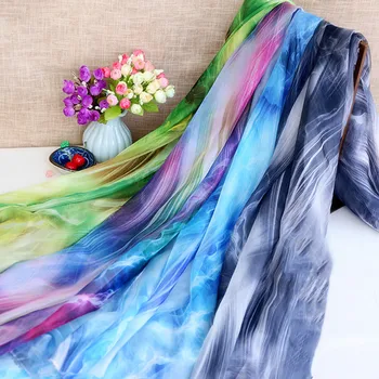 Odos draugiškas 30D atspausdintas šifono audinio Kinijos rašalo audinio, Šilko pavasario ir vasaros suknelė šilko skara Hanfu drabužių audinio 