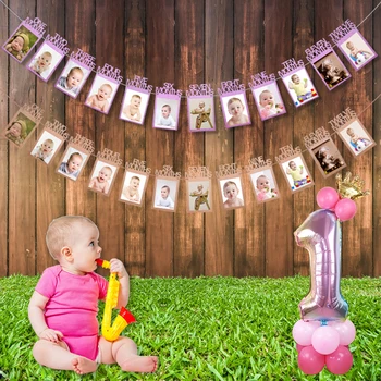 1set 12 Mėnesių Foto Rėmelis Reklama Pirmuoju Gimtadieniu Baneriai Papuošalai Baby Shower Popieriaus Girliandas Photo Booth Šalies Prekių
