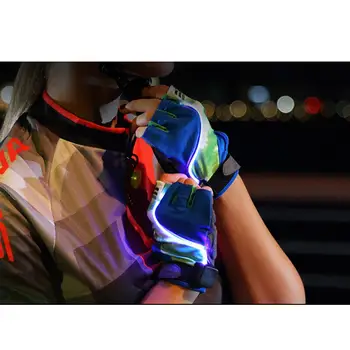 Nė vienas Suaugusiųjų Unisex Led Šviesos LED Šviesos Pusę Piršto Dviračių Pirštinės Anti-slydimo 70 valandų Posūkio Signalo, važinėjimas dviračiu Pirštinės