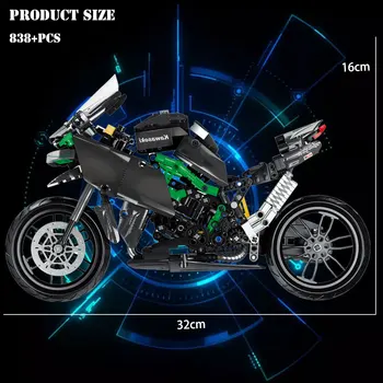 BZDA H2R Super Variklis Motociklo Blokai Kūrėjas Motociklo Statybos Automobilio Modelį Plytų Žaislai Vaikams Kalėdų Dovana Miesto Automobilis