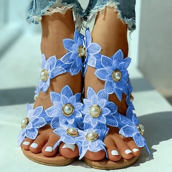 Moterų Sandalai Boho Stiliaus Vasaros Bateliai Moterims Butas Sandalai Beach Batai 2020 Gėlės Fifo Chaussures Femme 6 Spalvų 35-44