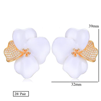 GODKI 40MM Begonia Gėlių Dizaino Mados Populiarus Prabanga Iregular Geometrijos Auskarai Visą Kubinis Cirkonis Nutiesti Auskarai