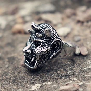Kietas Vyrų Troll 316L Nerūdijančio Plieno Žiedas Velnias, Demonas Dviratininkas Žiedai Unikalią Gotikos Kaukolė Papuošalai