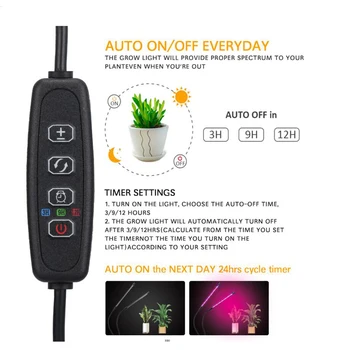 LED Grow Light 5V USB Fito Lempos Visą Spektrą Fitolampy Su Kontrolės Augalai, Sodinukai, Gėlių, Patalpų Fitolamp Augti Lauke palapinę